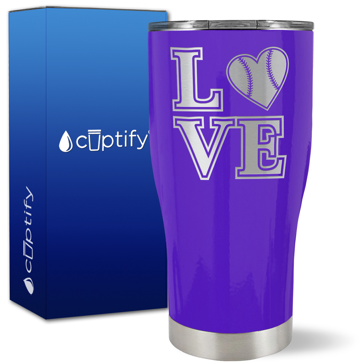 Baseball Heart Love on 27oz Curve Tumbler