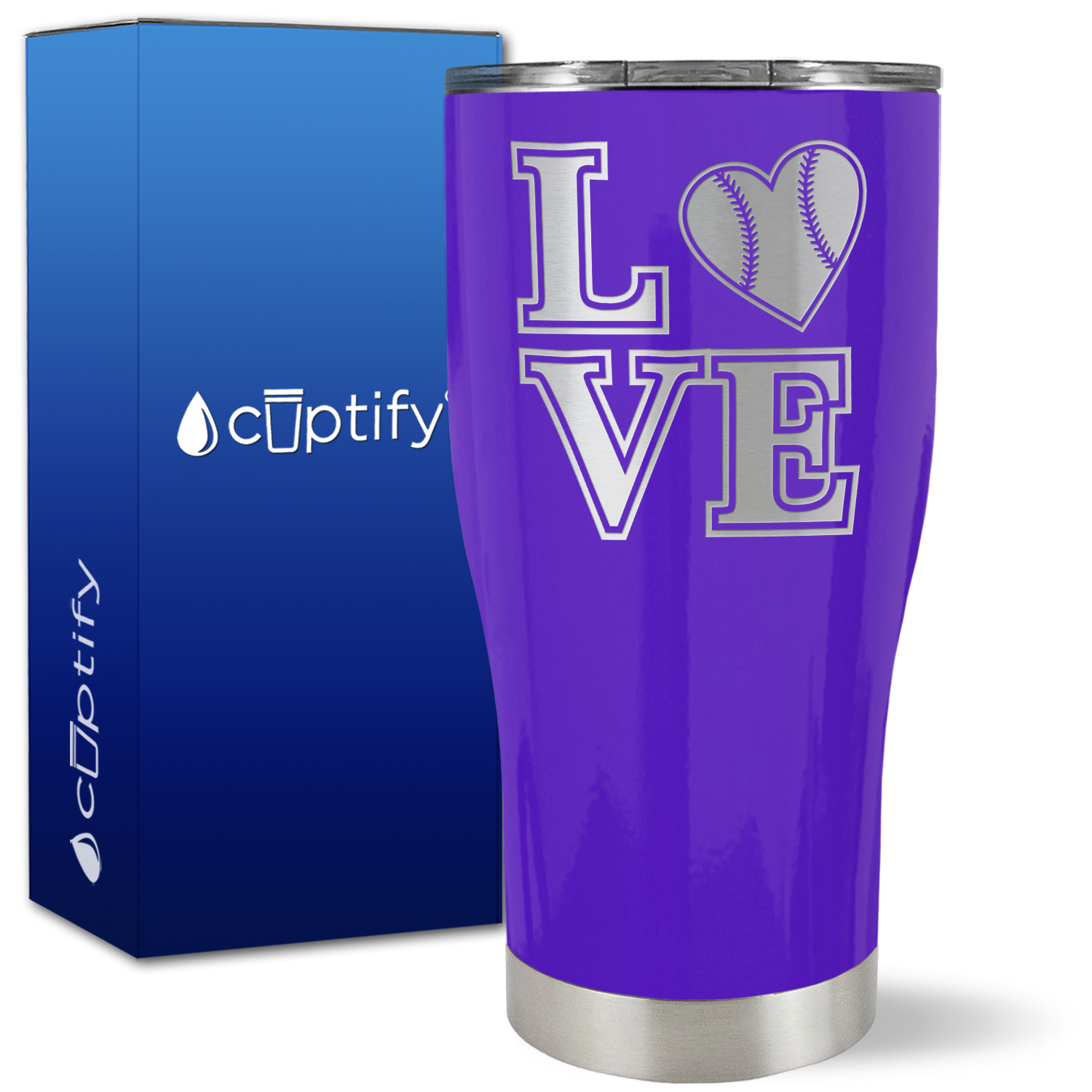 Baseball Heart Love on 27oz Curve Tumbler