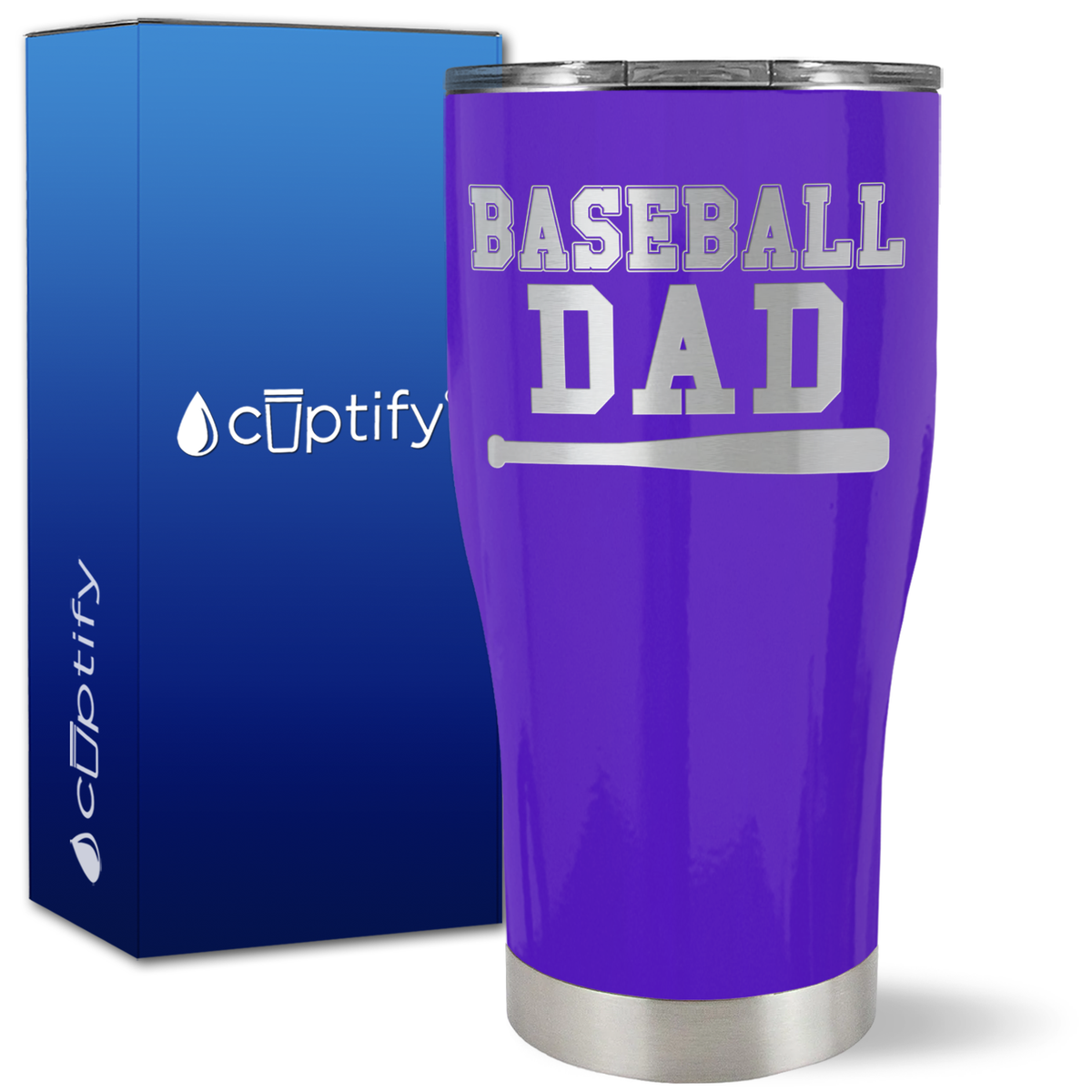 Baseball Dad with Bat on 27oz Curve Tumbler