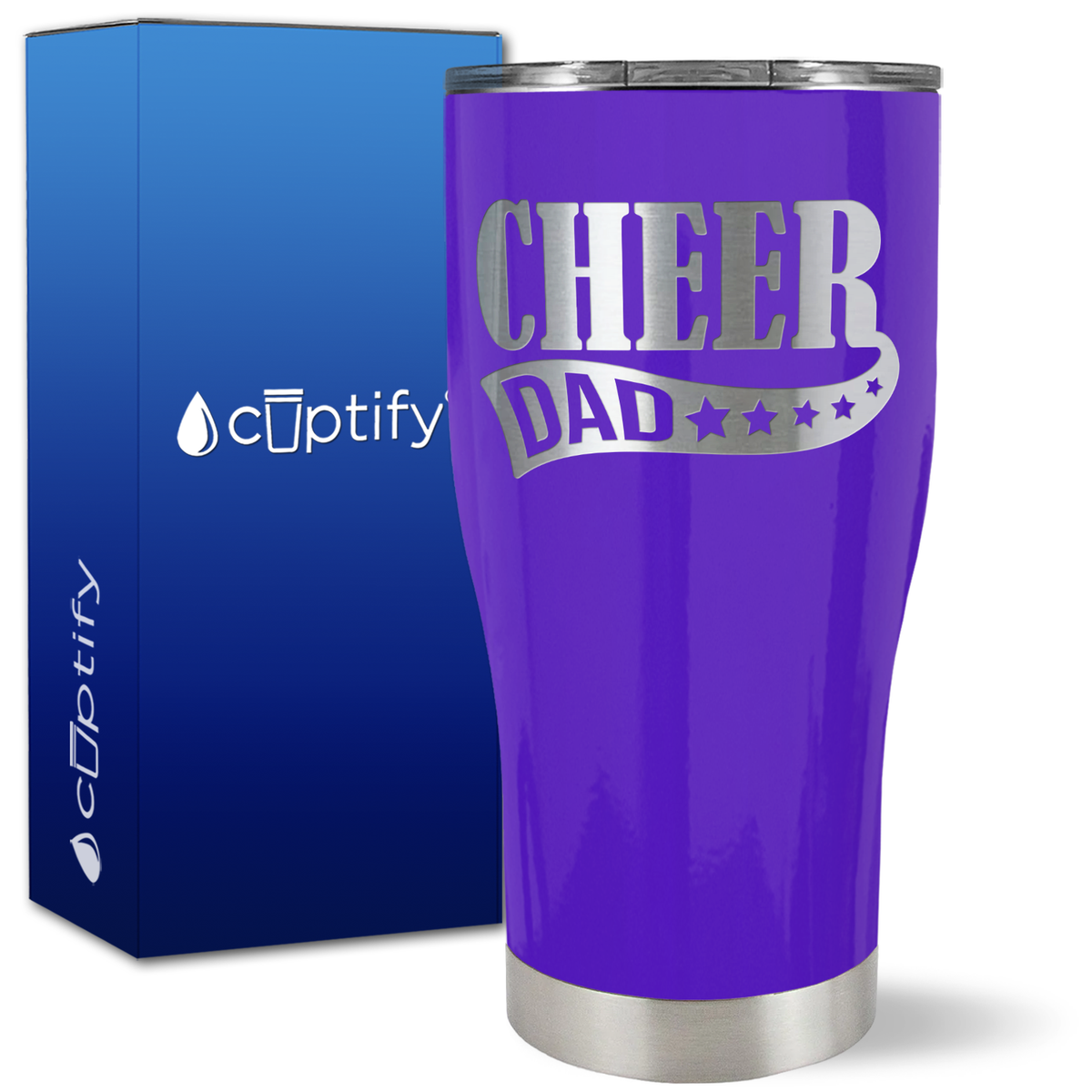 Cheer Dad Banner Stars on 27oz Curve Tumbler