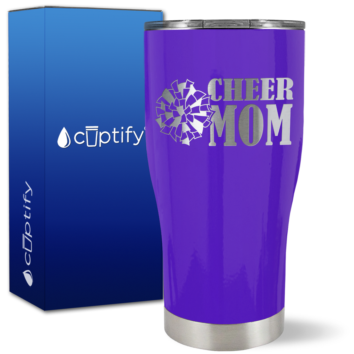 Cheer Mom with Pom Pom on 27oz Curve Tumbler