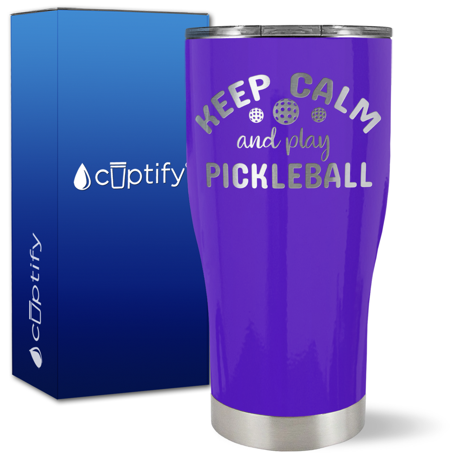 Keep Calm and Play Pickleball on 27oz Curve Tumbler