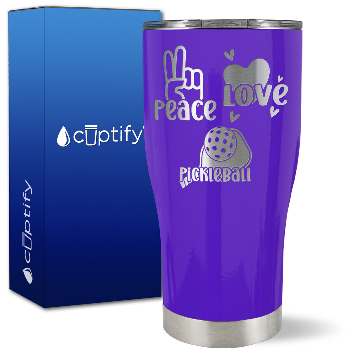 Peace Love Pickleball on 27oz Curve Tumbler