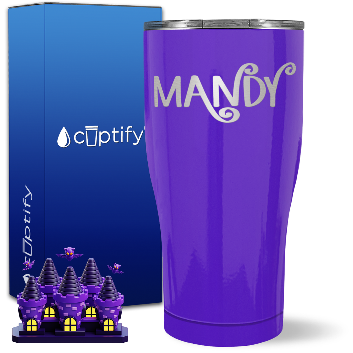 Personalized Curly Spooky Halloween Font on 27oz Curve Tumbler