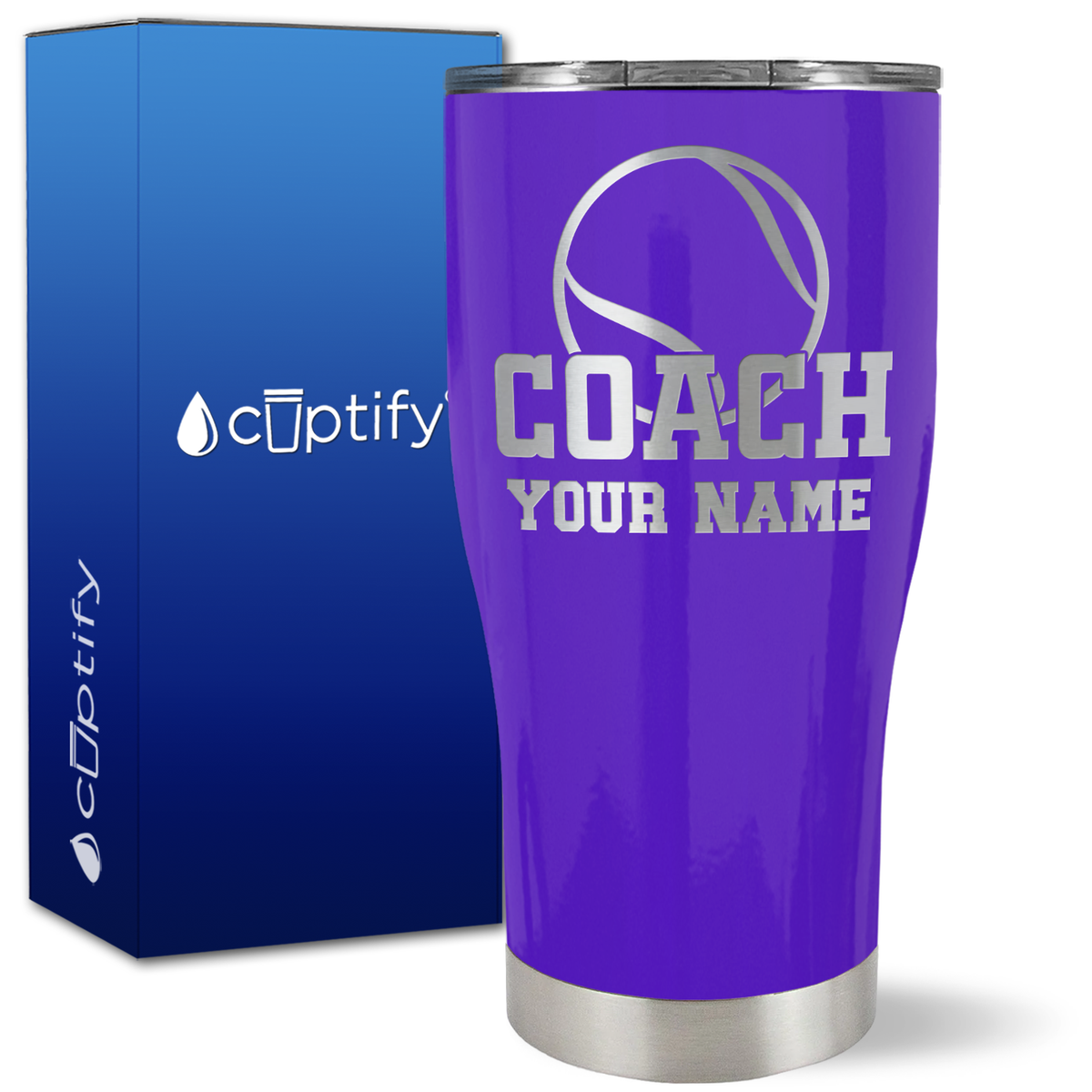 Personalized Coach Tennis Ball on 27oz Curve Tumbler