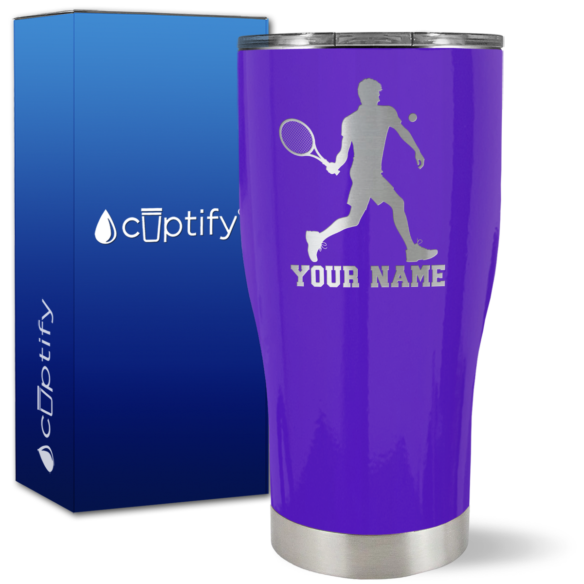 Personalized Tennis Player Silhouette on 27oz Curve Tumbler