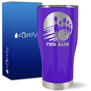 Custom Bowling and Pins on 27oz Curve Tumbler