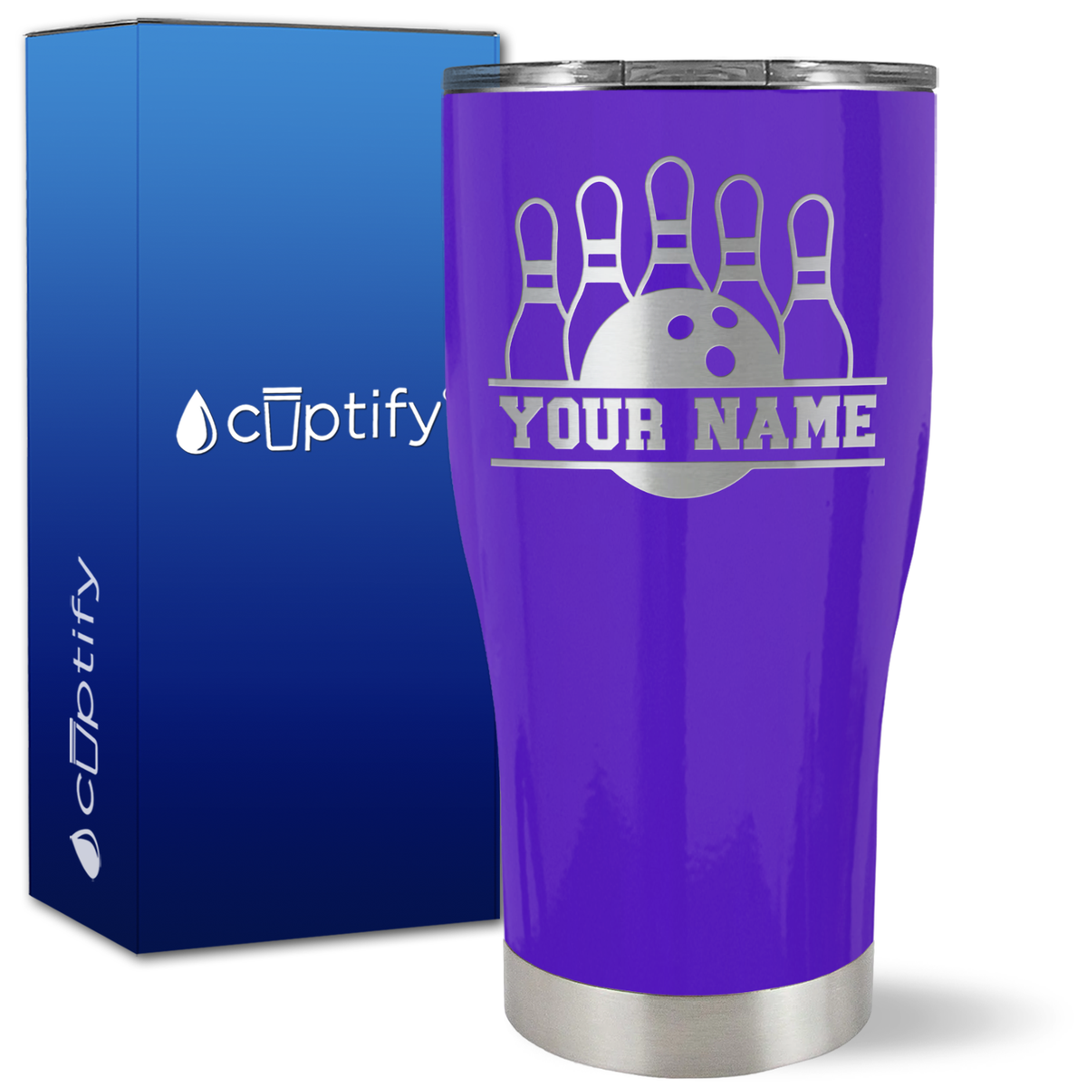 Personalized Split Bowling on 27oz Curve Tumbler