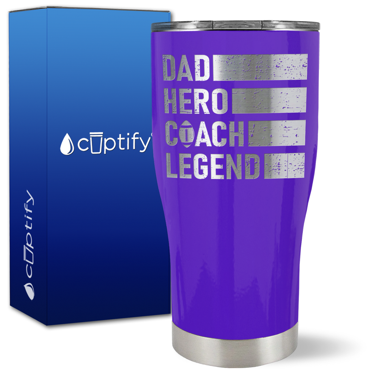Dad, Hero, Coach, Legend on 27oz Curve Tumbler