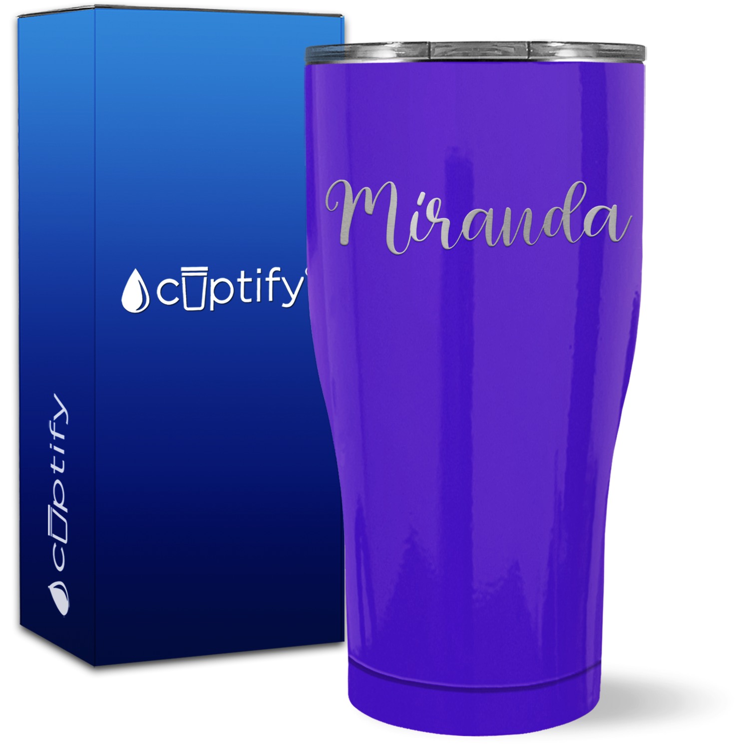 Personalized Purple 27oz Engraved Curve Tumbler