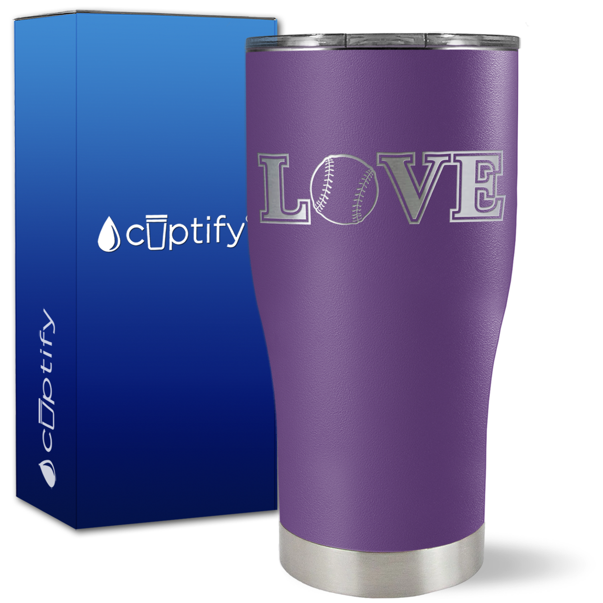 Baseball Love on 27oz Curve Tumbler