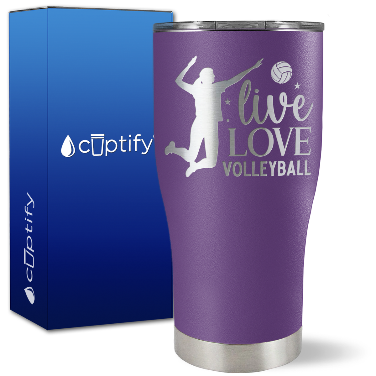 Live Love Volleyball Silhouette on 27oz Curve Tumbler