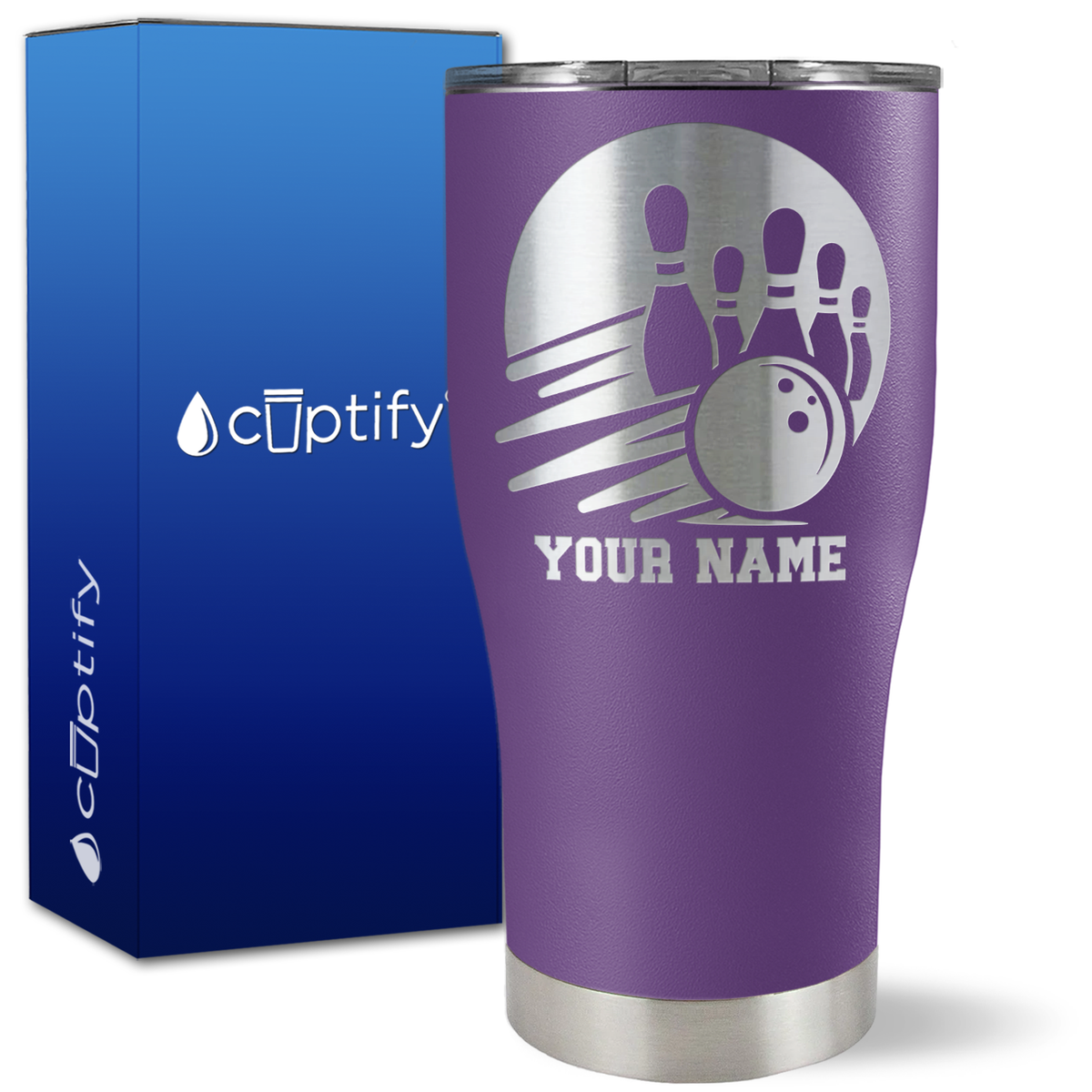 Custom Bowling and Pins on 27oz Curve Tumbler