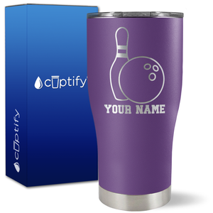 Personalized Bowling Ball and Pin on 27oz Curve Tumbler