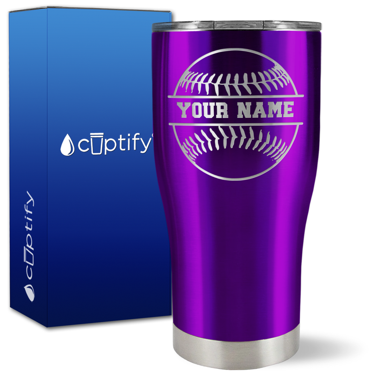 Personalized Baseball Name on 27oz Curve Tumbler