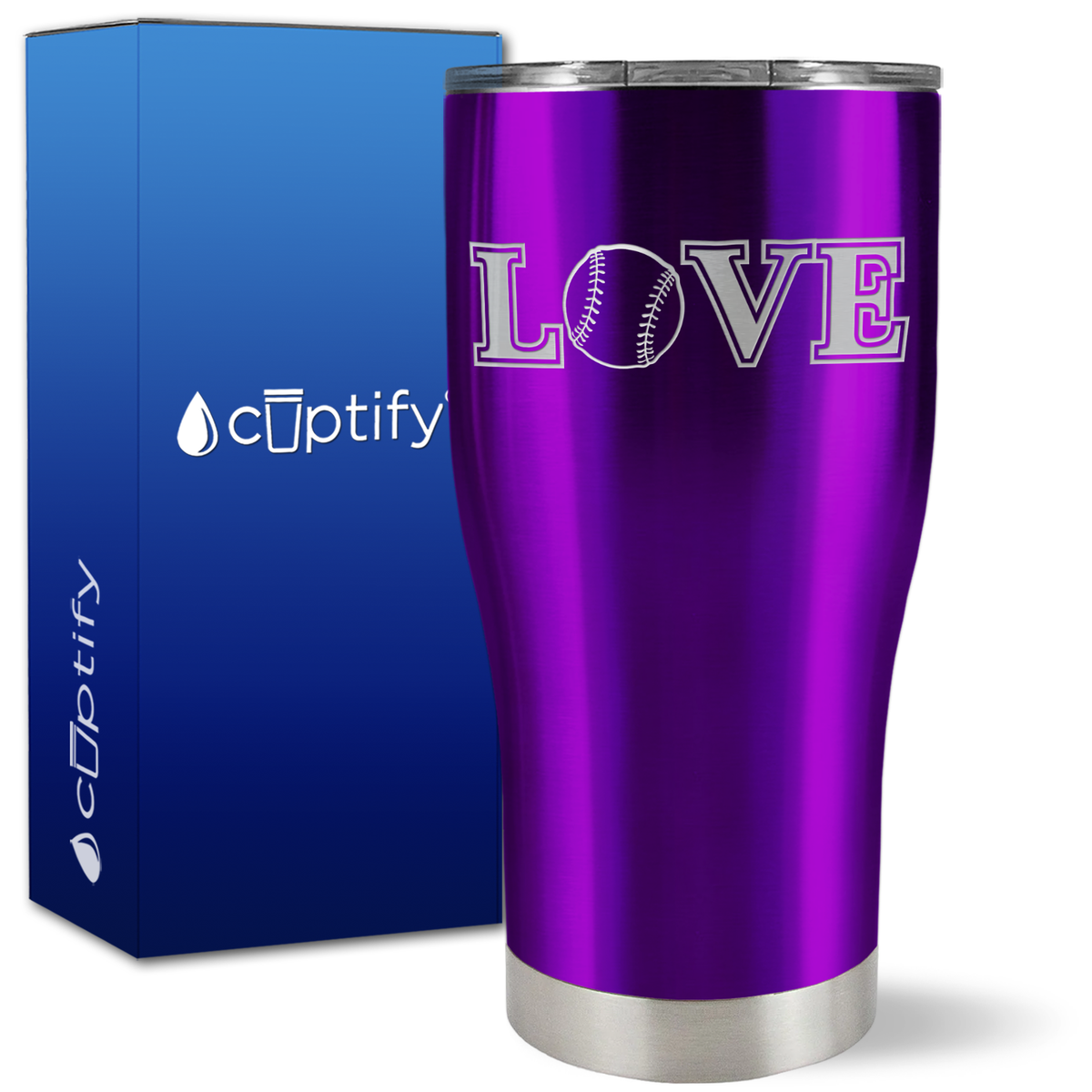 Baseball Love on 27oz Curve Tumbler