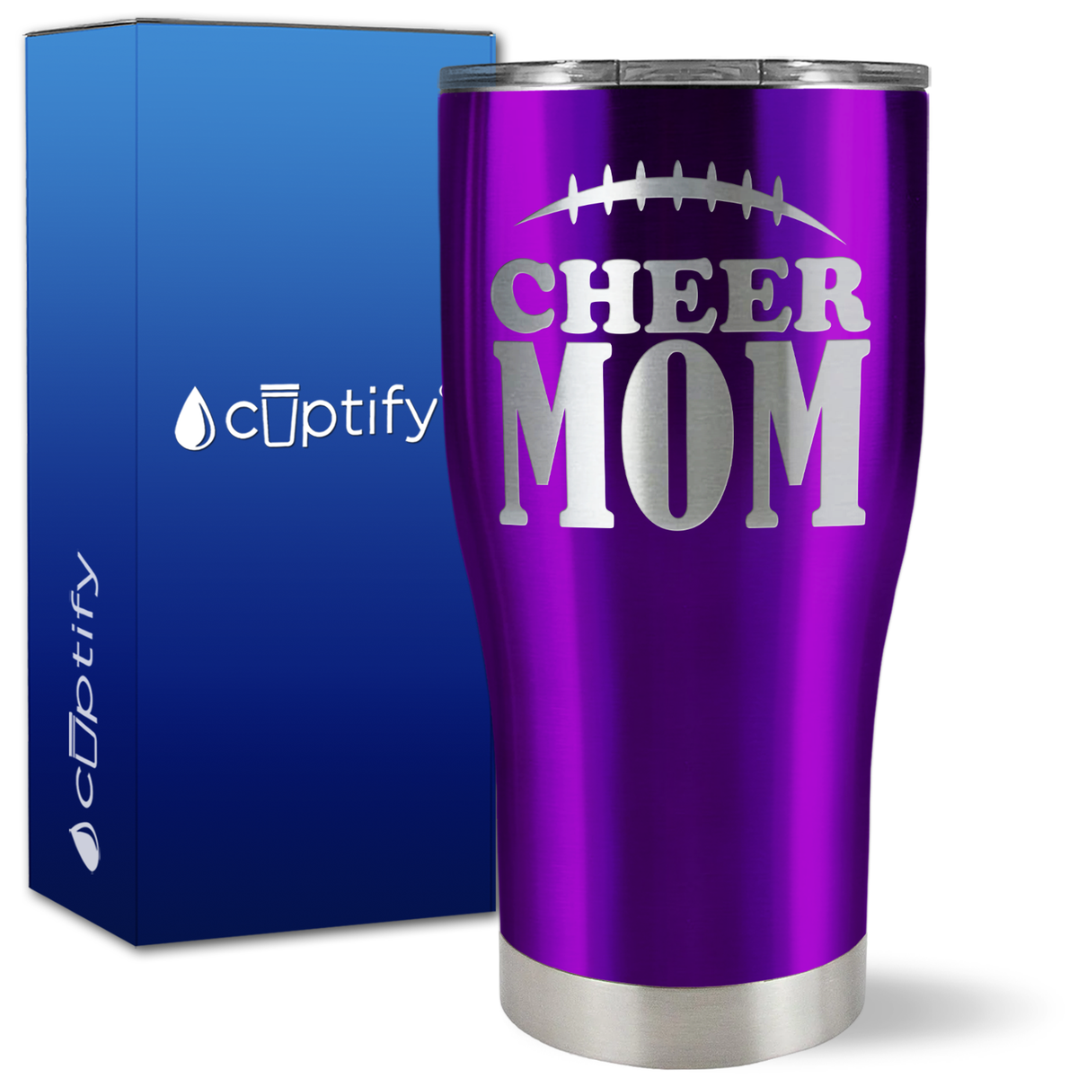 Cheer Mom Football Stitches on 27oz Curve Tumbler
