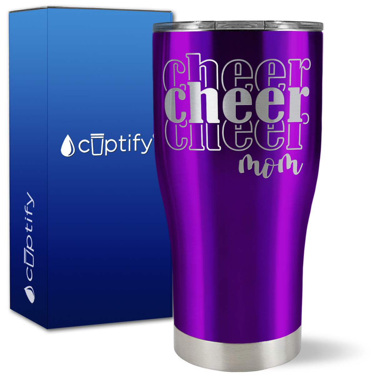 Cheer Cheer Cheer Mom on 27oz Curve Tumbler