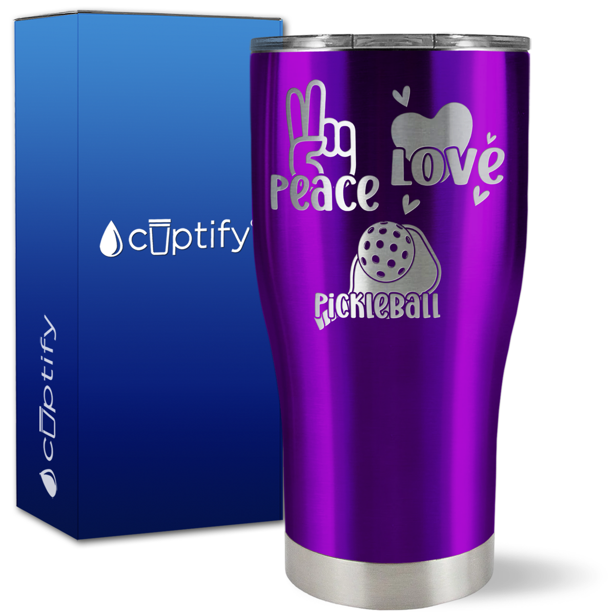 Peace Love Pickleball on 27oz Curve Tumbler