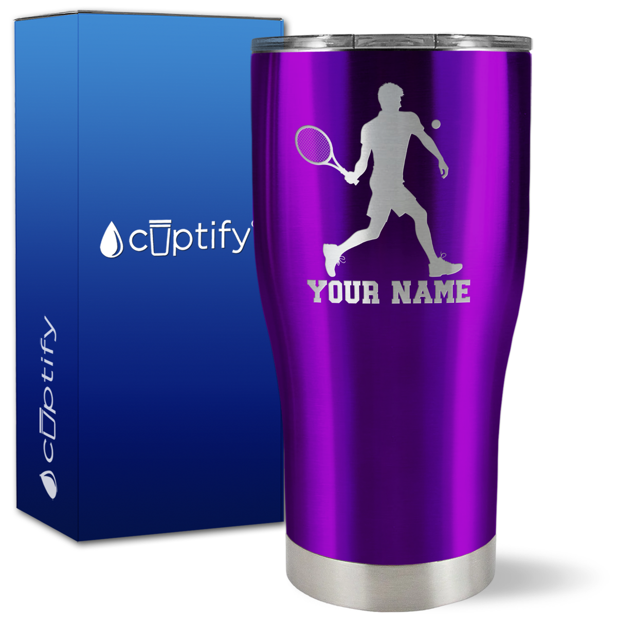 Personalized Tennis Player Silhouette on 27oz Curve Tumbler