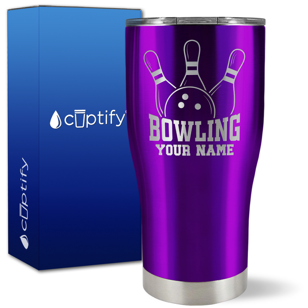Personalized Bowling on 27oz Curve Tumbler