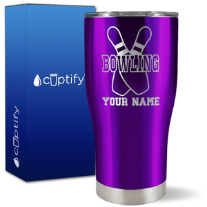 Personalized Bowling Pins on 27oz Curve Tumbler