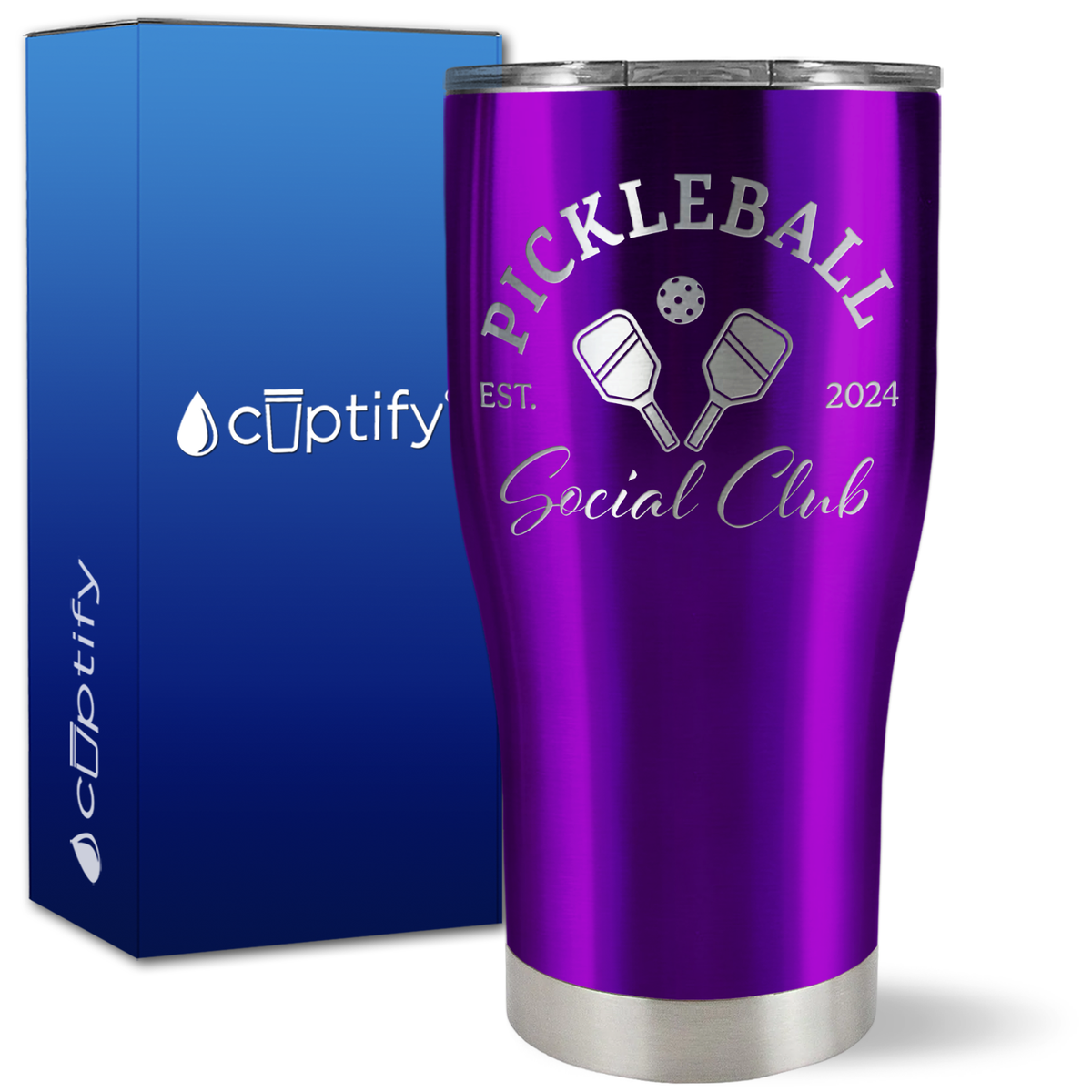 Personalized Pickleball Social Club Established on 27oz Curve Tumbler
