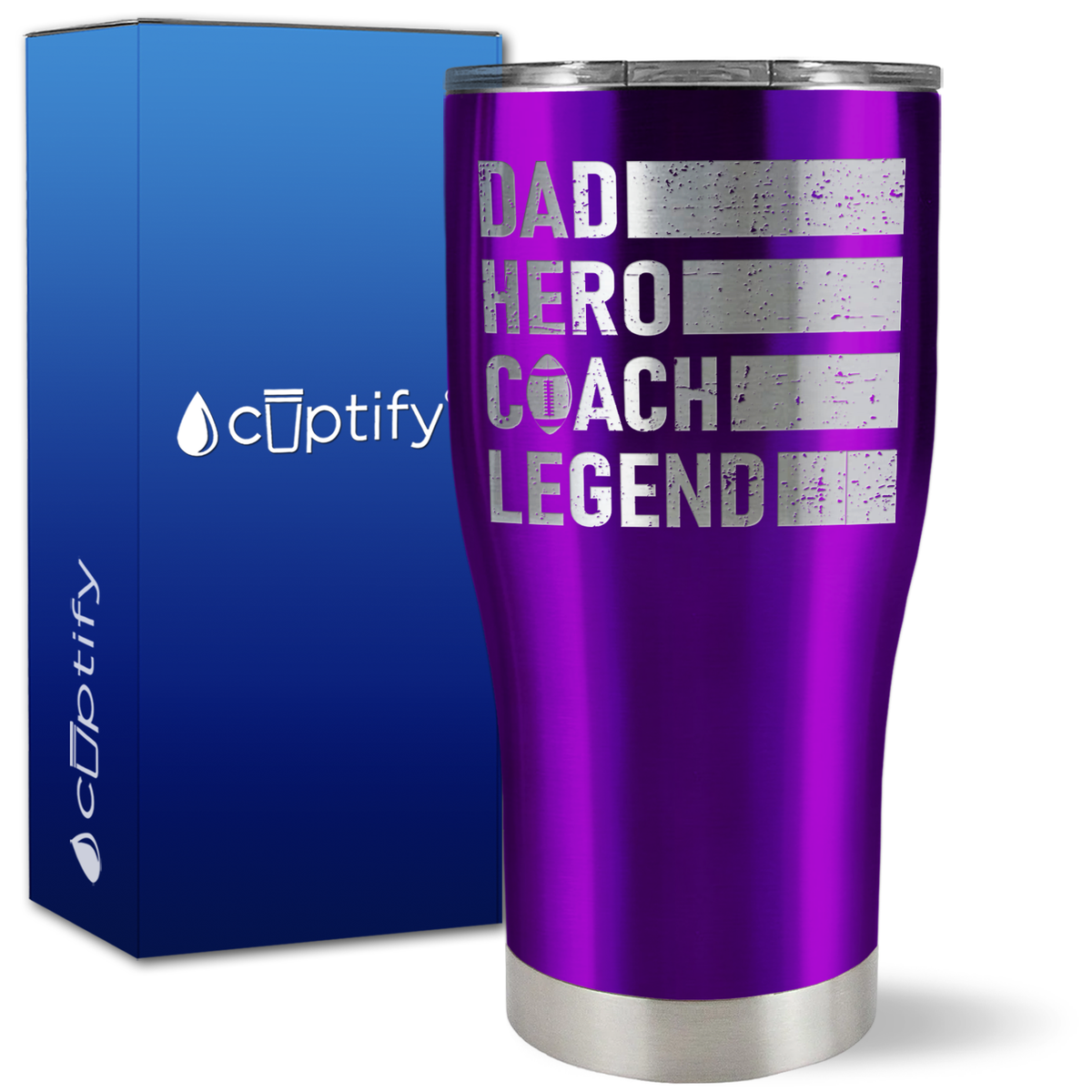Dad, Hero, Coach, Legend on 27oz Curve Tumbler
