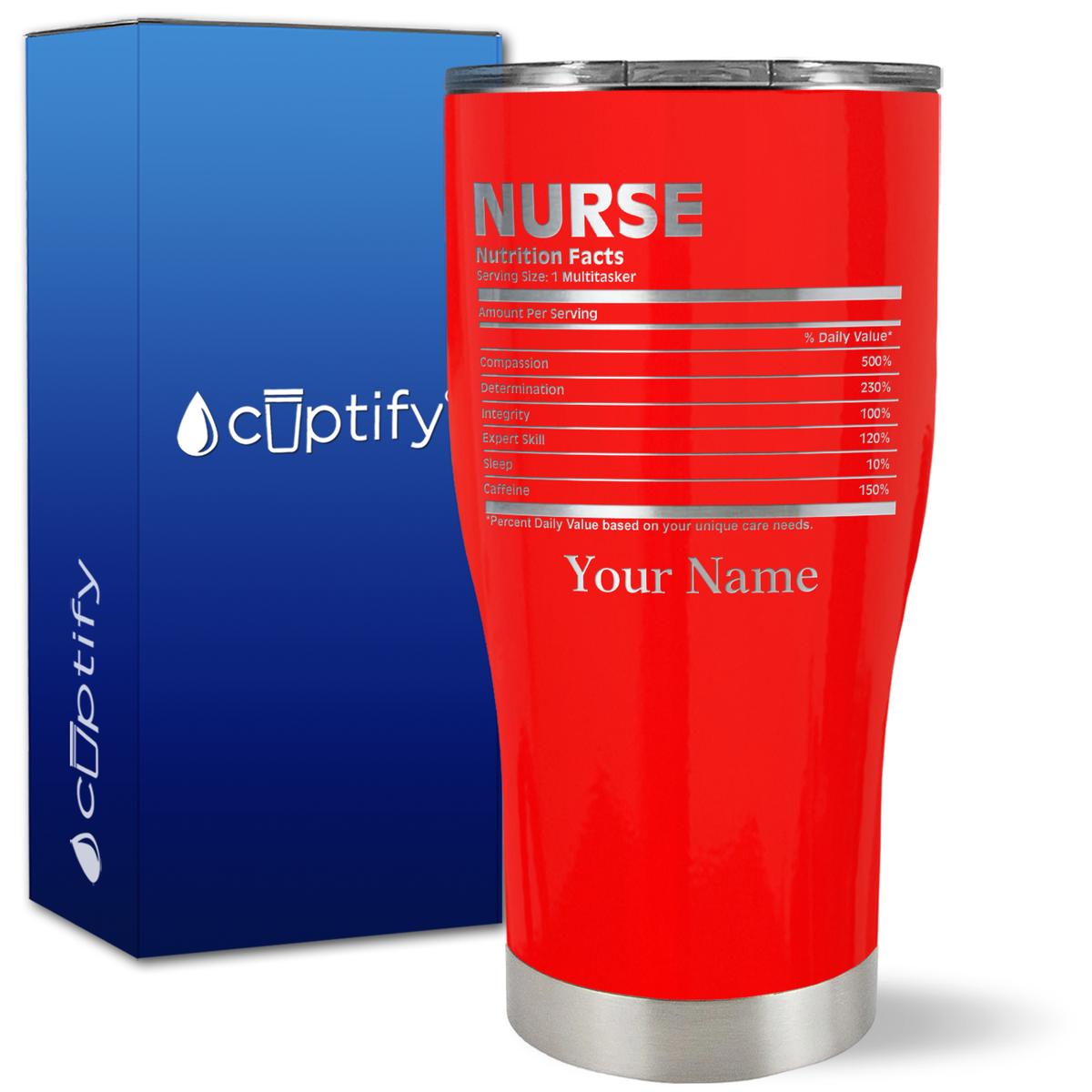 Personalized Nurse Nutrition Facts on 27oz Curve Tumbler