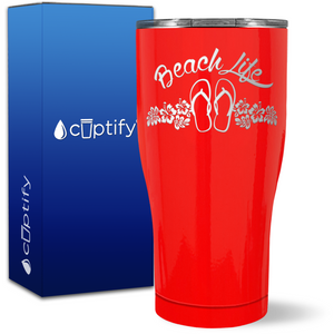 Beach Life Flowers and Sandals on 27oz Curve Tumbler