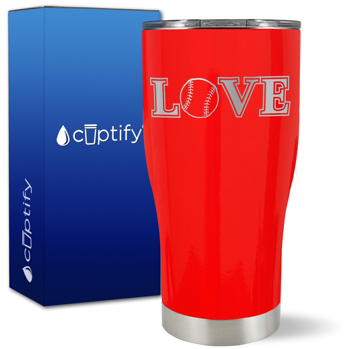 Baseball Love on 27oz Curve Tumbler