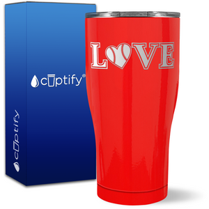 Baseball Love Heart on 27oz Curve Tumbler