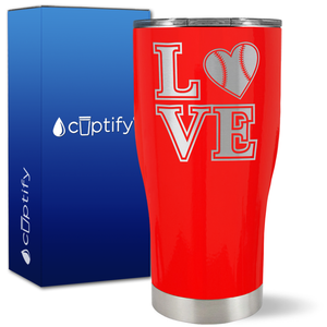 Baseball Heart Love on 27oz Curve Tumbler