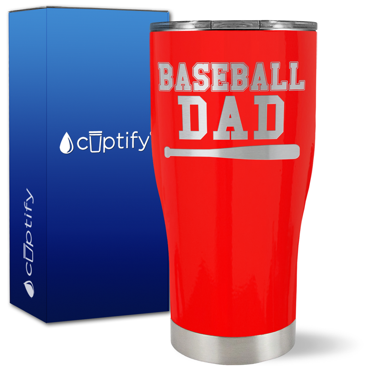 Baseball Dad with Bat on 27oz Curve Tumbler