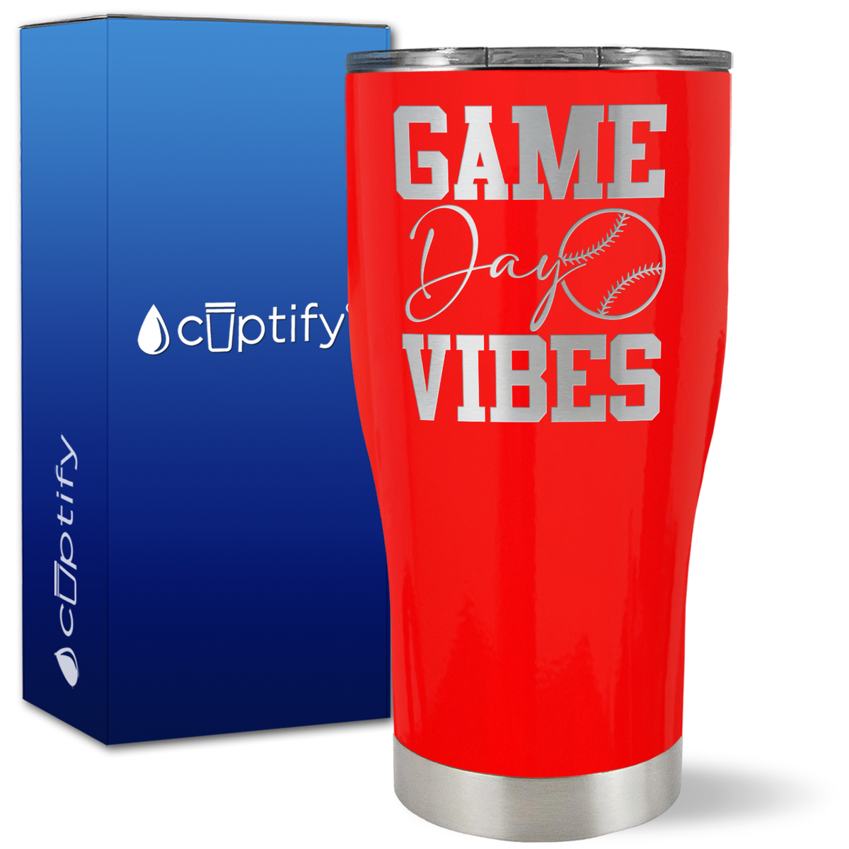 Game Day Vibes Baseball on 27oz Curve Tumbler