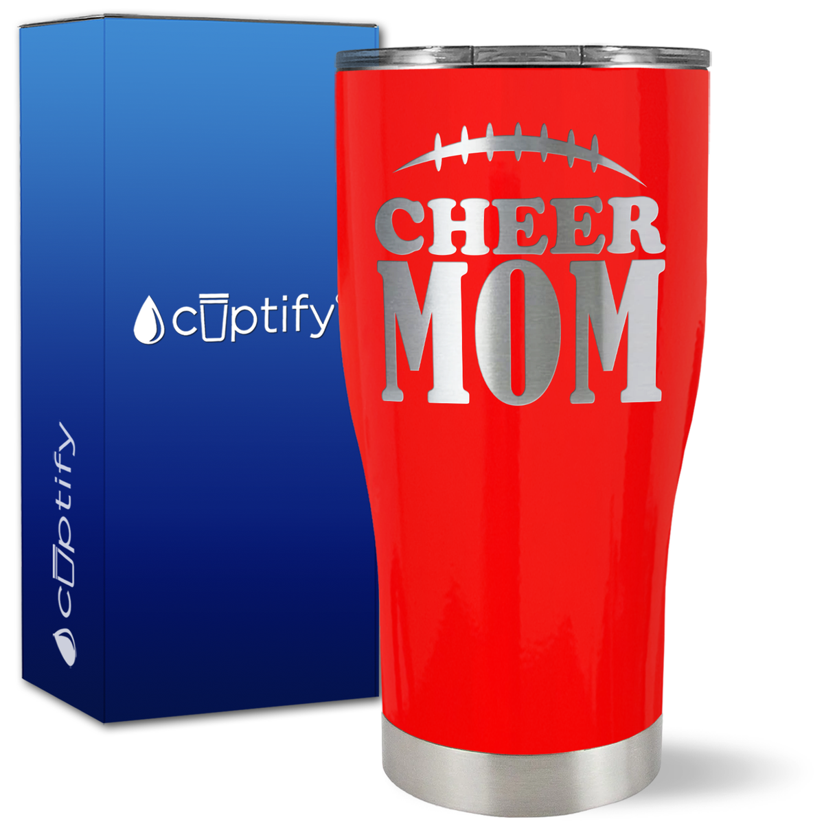 Cheer Mom Football Stitches on 27oz Curve Tumbler