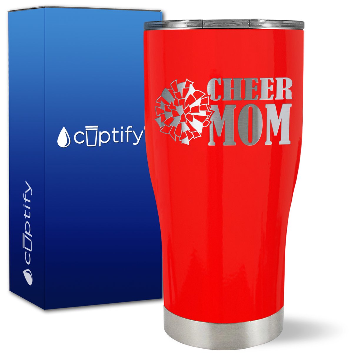 Cheer Mom with Pom Pom on 27oz Curve Tumbler
