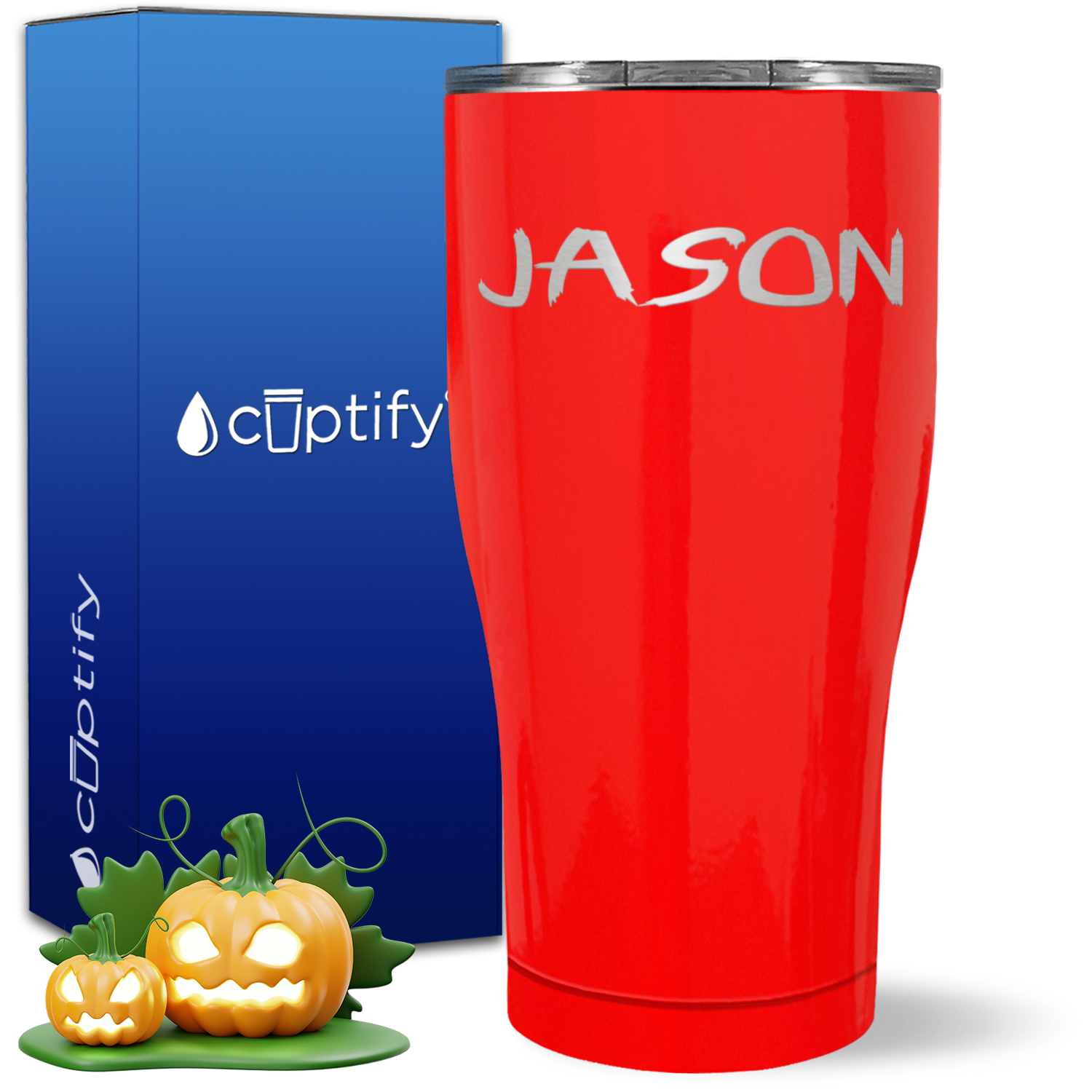 Personalized Scary Halloween Font on 27oz Curve Tumbler