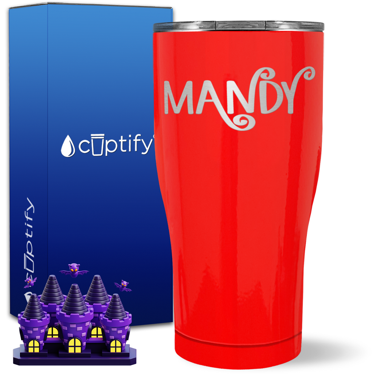 Personalized Curly Spooky Halloween Font on 27oz Curve Tumbler