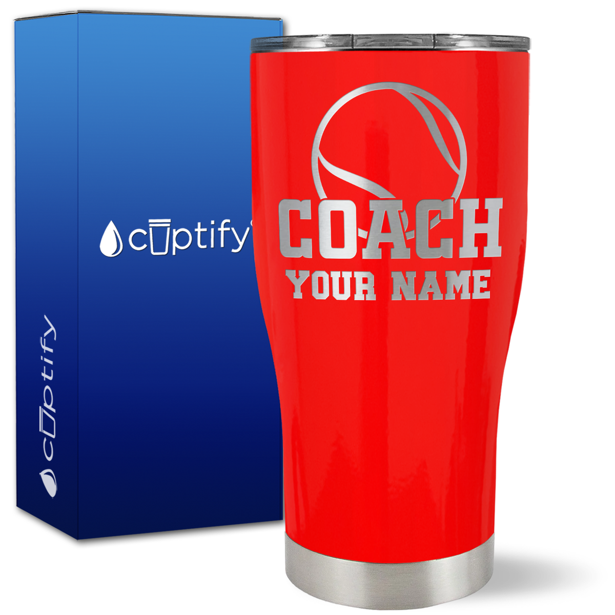Personalized Coach Tennis Ball on 27oz Curve Tumbler