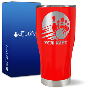 Custom Bowling and Pins on 27oz Curve Tumbler