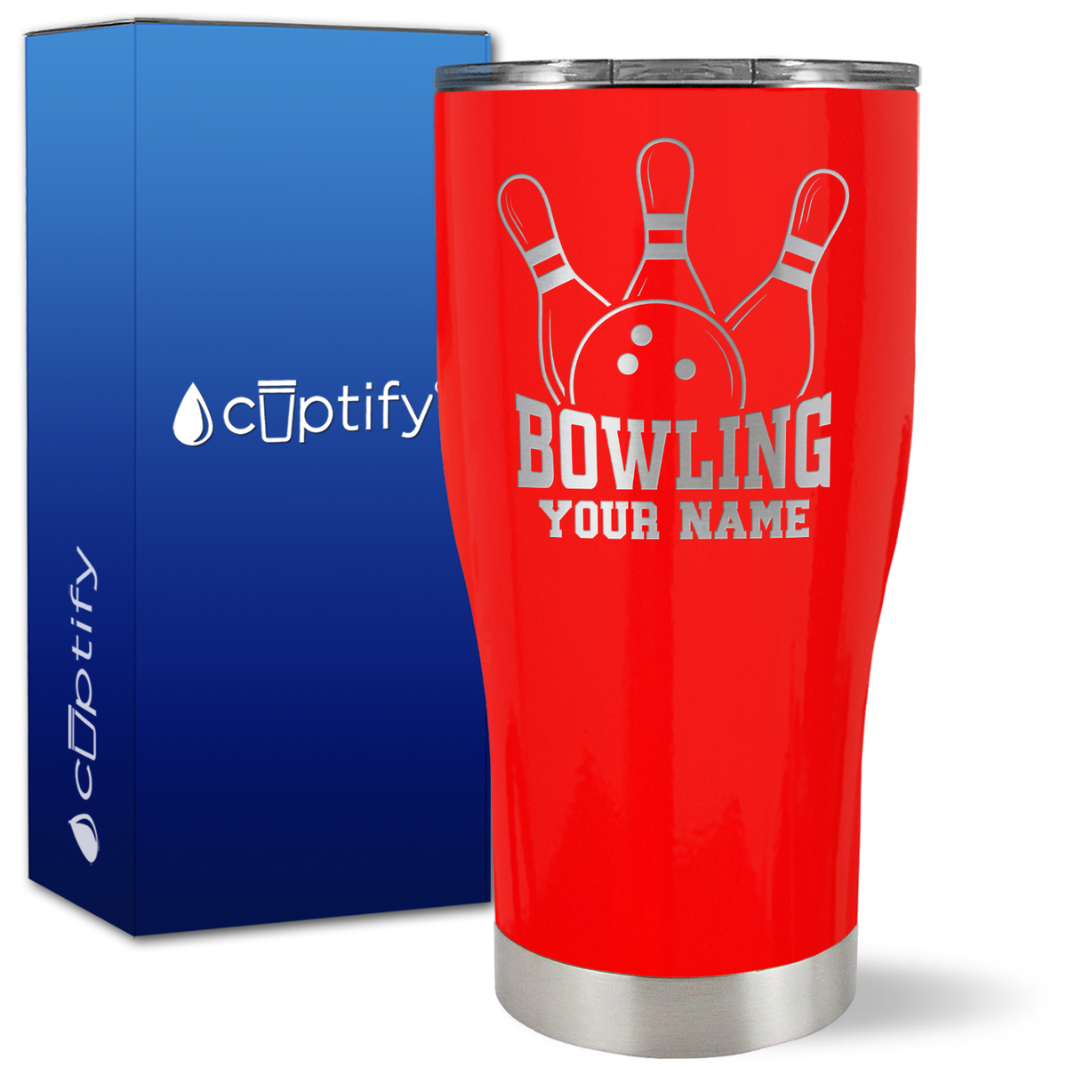 Personalized Bowling on 27oz Curve Tumbler