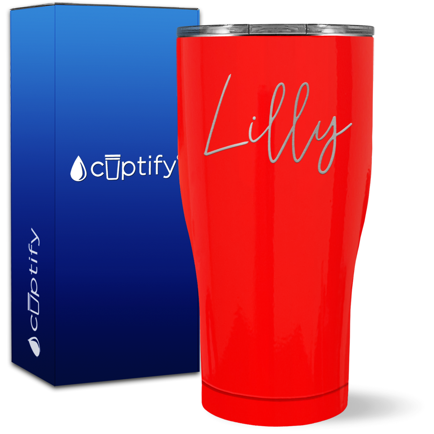 Personalized Red 27oz Engraved Curve Tumbler