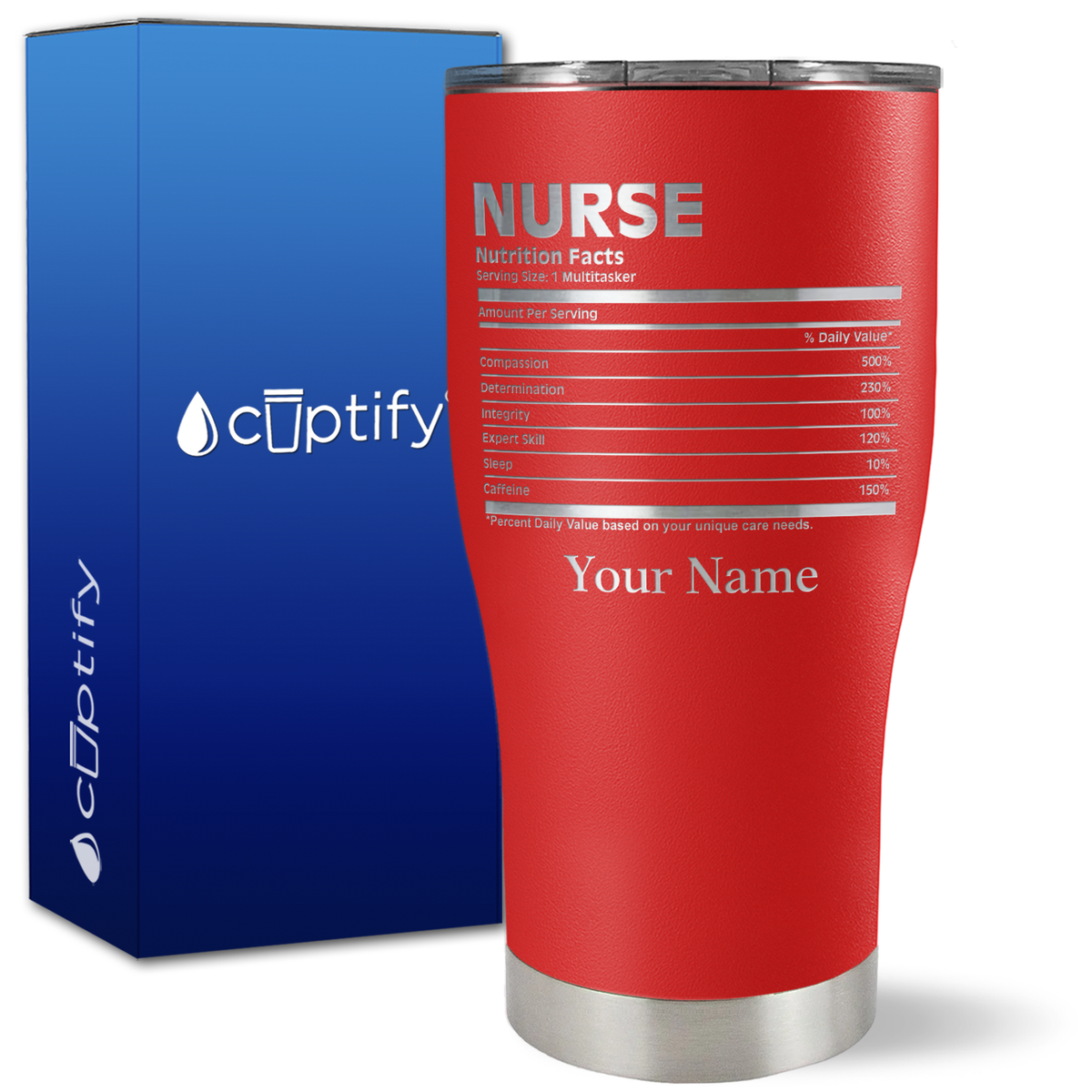 Personalized Nurse Nutrition Facts on 27oz Curve Tumbler