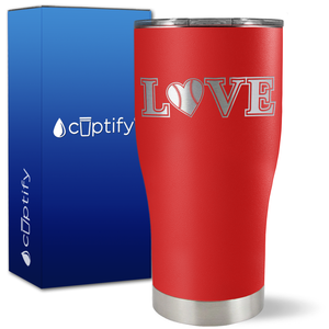Baseball Love Heart on 27oz Curve Tumbler