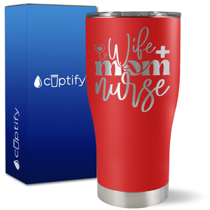 Wife Mom Nurse Heart Stethoscope on 27oz Curve Tumbler