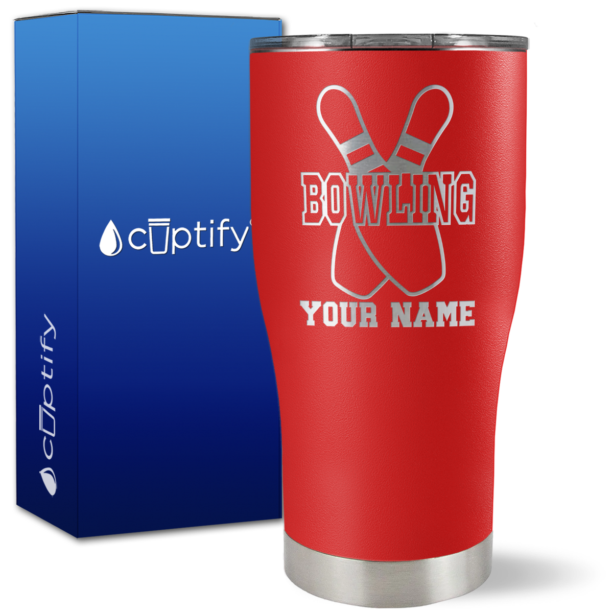Personalized Bowling Pins on 27oz Curve Tumbler