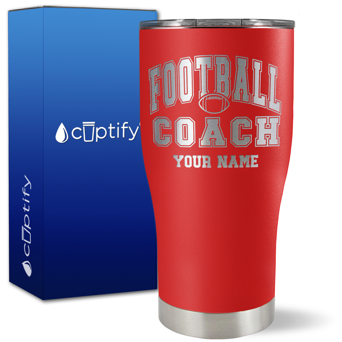 Personalized Coach Football on 27oz Curve Tumbler