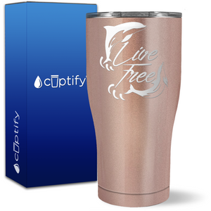 Dolphins Live Free on 27oz Curve Tumbler