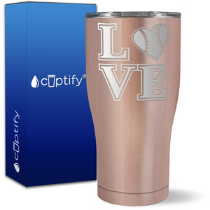 Baseball Heart Love on 27oz Curve Tumbler